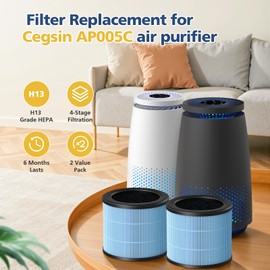 AP005C HEPA Air Filter Replacement for Cegsin AP005C Air Purifiers, 4-in-1 Filtration for Pets Dander Dust Pollen Smoke Odors, 2-Pack (= HF005C Filter)