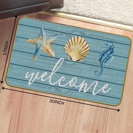 Mingnei Nautical Door Mat - Coastal Kitchen Home Doormat, Nautical Coastal Floor Beach House Front Indoor Entryway Rug 30x17 Welcome Mat