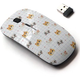 2.4G Wireless Mouse with Cute Pattern Design for All Laptops and Desktops with Nano Receiver - Cute cat White