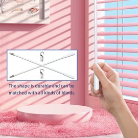 2 Pack Blind Wand with Metal Hook, 12 Inch White Fiberglass Window Blind Tilt Wand, Vertical Blind Wand Control Replacement, Blind Rod Replacement, Blind Opener Stick