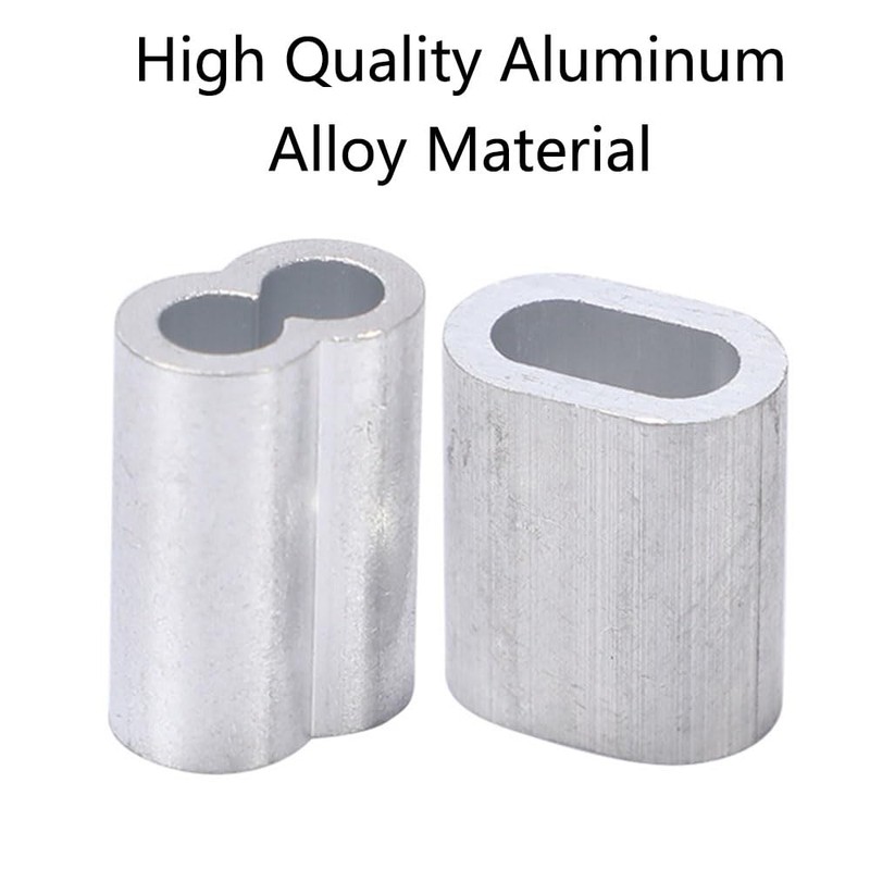 100pcs Wire Rope Crimp Sleeves 1mm Elliptical Aluminum Sleeves Crimping