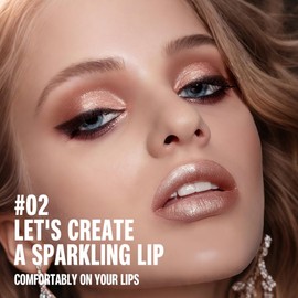 FeiCuiYun Champagne Metallic Lipstick & Lip Liner Combo For Women with Metallic 3D Shine Lightweight Hydrating Formula, Cone Tip Lip Crayon Long Lasting Waterproof, Hydrating Lipstick Makeup