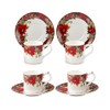 Grace Teaware Poinsettia Plaid Espresso Cups 2-Ounce with Saucers, Set