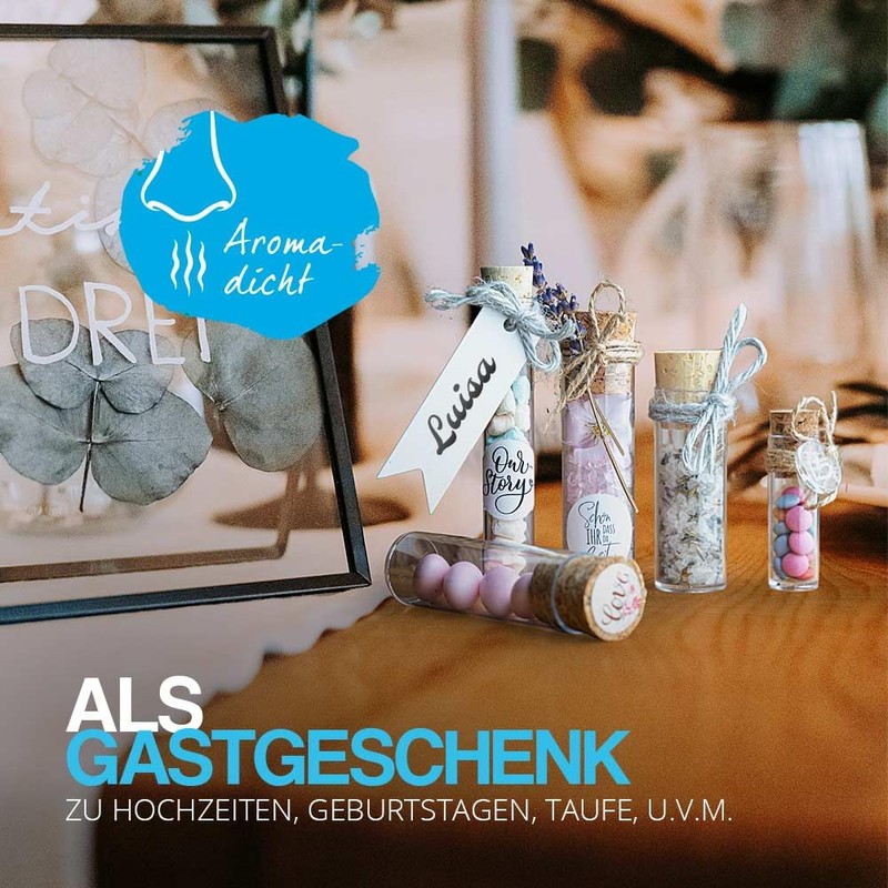 Tuuters 25 x Plastic Test Tubes with Cork Closure, Small