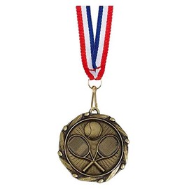 TROPHIESPLUSMEDALS Combo Gold Tennis Medal with Red, White & Blue Ribbon - 45 mm / 1 3/4" | Stylish Look | Celebrate Sports Success | Suitable for Kids & Adults