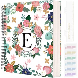 YeeCASE Hardcover Spiral Notebook Journal 8.5” x 11”, 300 Pages Journals for Women Men, A4 Large College Ruled Notebooks, Cute Floral Letter Spiral Journal for Writing, Work, Business, School (8.5” x 11” A4, E)