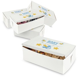 MT Products Baby Shower Printed Bakery Boxes for Boy 10" x 6" x 3.5" - Elegantly Designed Cookie Boxes (Pack of 5) - Made in the USA