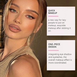 Lazy Eye Shadow Eyelash Patch, 2025 New Eyeshadow Eyelash Stickers, with False Lashes Shadow & Eyeliner,3-in-1Waterproof Reusable Colorful Eye Makeup Stickers for All Party, Prom (2 pairsBlack)