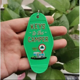 Nostalgic Vintage Green KEYS TO THE RV Tag Keychain Classic Motel Retro Style