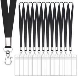 Cruise Lanyard for Ship Cards, 12 Pack, Lanyards with ID Holder (Black)