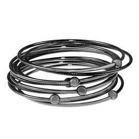 Madison Tyler Classic Collection 11 Piece Stackable Bangle Bracelet Set | Gold Plated - 5 Smooth Bangles with Ball | Plus 6 Textured Bangles