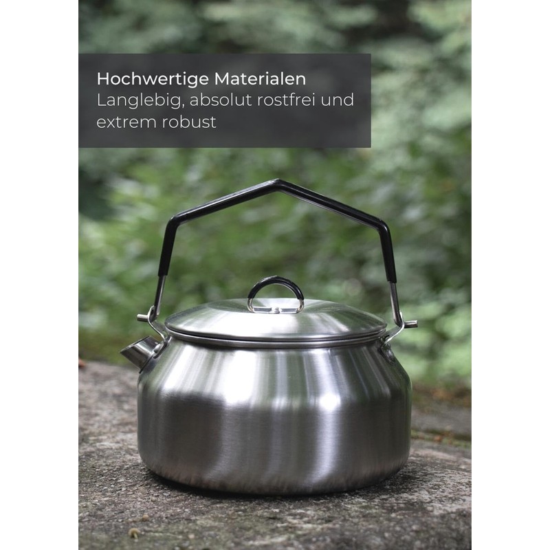 LAMBDA COFFEE® Kettle 1 Litre Stainless Steel | For Camping