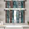 Tayney Teal and Brown Kitchen Window Curtains Valance and Tier