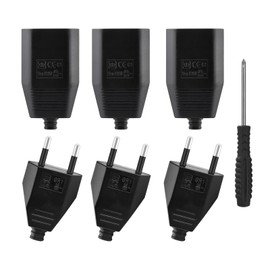 Pack of 6 Euro Plug Flat European Flat Plug, Plug 250 V, 2.5 A Plug 2 Pin, Euro Plug Flat, Euro Coupling Flat, Power Plug, Schuko Plug European Plug (Black)