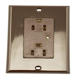Leviton 15-Amp, 125-Volt, Decora Plus Duplex Receptacle, Straight Blade, Industrial Grade, Surge with Indicator Light, 5280, Brown