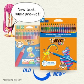 BIC Kids Evolution Coloured Pencils, Vivid Colouring Pencils, Easy to Sharpen BIC Pencils, School Supplies, 36 Pack