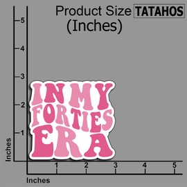 (3 PCS) in My Forties Era Sticker 40th Birthday Sticker Funny Bday Decorate Books Laptop Phone Water Bottles Kindles Stickers Waterproof Vinyl Decals Gifts for Women Girl Mom Grandma Size 3"x2.9" Inch