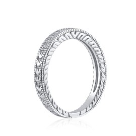 Bling Jewelry Classic Colorless Cubic Zirconia 925 Sterling Silver Channel Set Eternity Simple Wedding Band Ring
