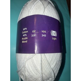 Annie's Hook & Needle Kit Club COTTON ACRYLIC YARN - 3.8oz, 345yd White