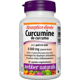 Webber Naturals Webber Naturals Turmeric Curcumin with Black Pepper High Absorption, 8,000 mg of Raw Herb, 60 Capsules, Antioxidant Support, Vegan