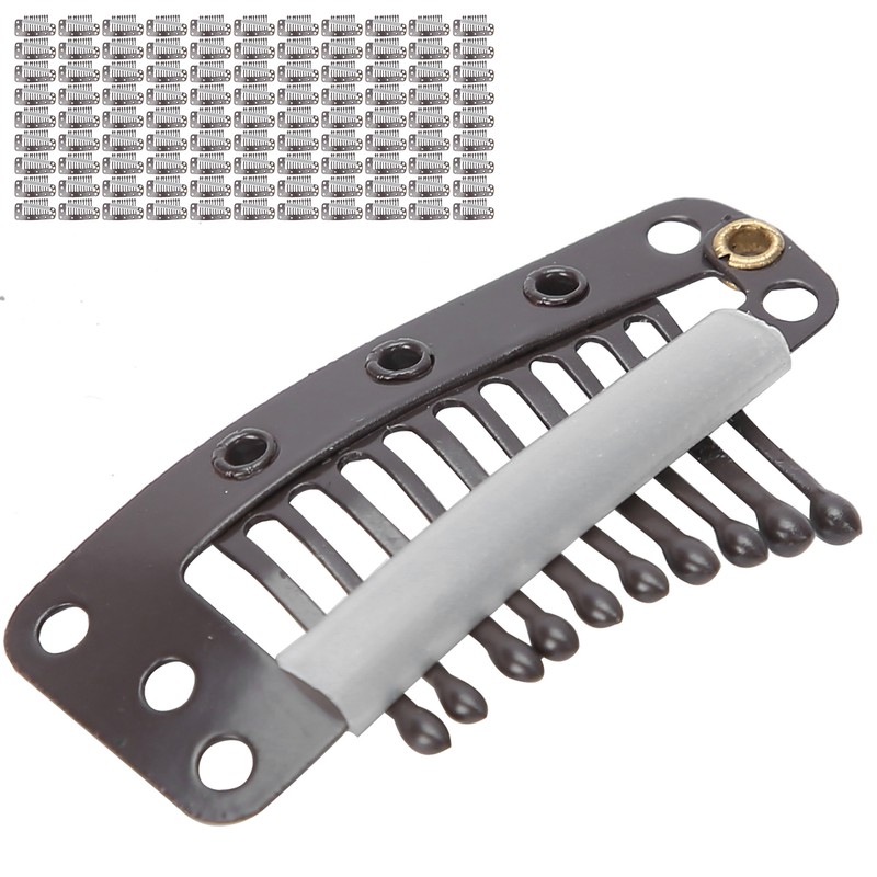 100pcs 10 Teeth Wig Clip Stainless Steel DIY Hairpiece Snap