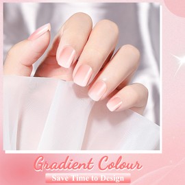 Kiiwah Pack of 120 Press On Nails French for Women, Natural Colour Gradient French Tips Fingernails for Sticking Fake Nails for Women & Girls Nail Art