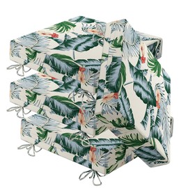 OUMEITT Outdoor Furniture Cushions 18"X18"X3",Waterproof Garden Lawn Patio Chair Cushions Set of 4,with Removable Cover and Adjustable Ties/for Indoor/Outdoor (Hawaiian)