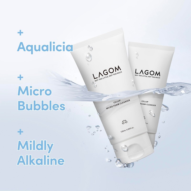 LAGOM Cellup Micro Foam Cleanser, Hydrating Deep Cleansing Face Wash,