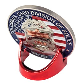 Military Challenge Coin Display Stand - Solid Metal with Anodized Finish - US Vet. Business (Crimson)