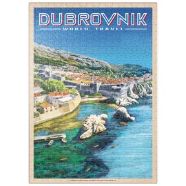 MyPuzzle Dubrovnik, Croatia - A Jewel on the Dalmatian Coast, Vintage Travel Poster - Premium 500 Piece Puzzle - MyPuzzle Special Collection by Havana Puzzle Company