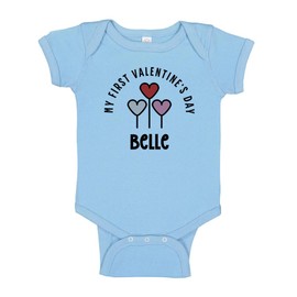 TATY Kids My First Valentine's Day Belle Baby Infant One Piece Bodysuit 24 Months Light Blue