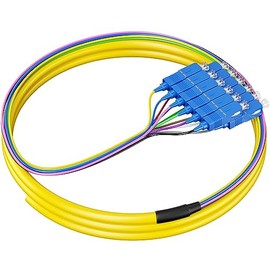 RamboCables SC/UPC 12-Fiber OS2 Singlemode Pigtail, 12 Strand 9/125, 1.5 Meter, for Networks Communication System