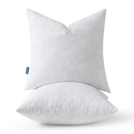 MIULEE Pillow Inserts 16x16 Inch Set of 2, Feather Mix Polycotton with Cotton Fabric Square Decorative Throw Pillows for Couch Bed Sofa