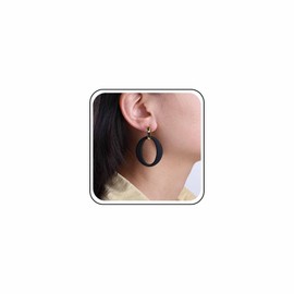 Vintage Acrylic Oval Dangle Earrings Oval Acrylic Black Earrings Acrylic Geometric Earrings Resin Round Drop Earrings Black Hollow Circle Earrings Jewelry for Women