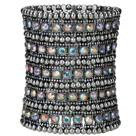 YACQ Jewelry Women's Multilayer Crystal Stretch Bracelet 5 Row