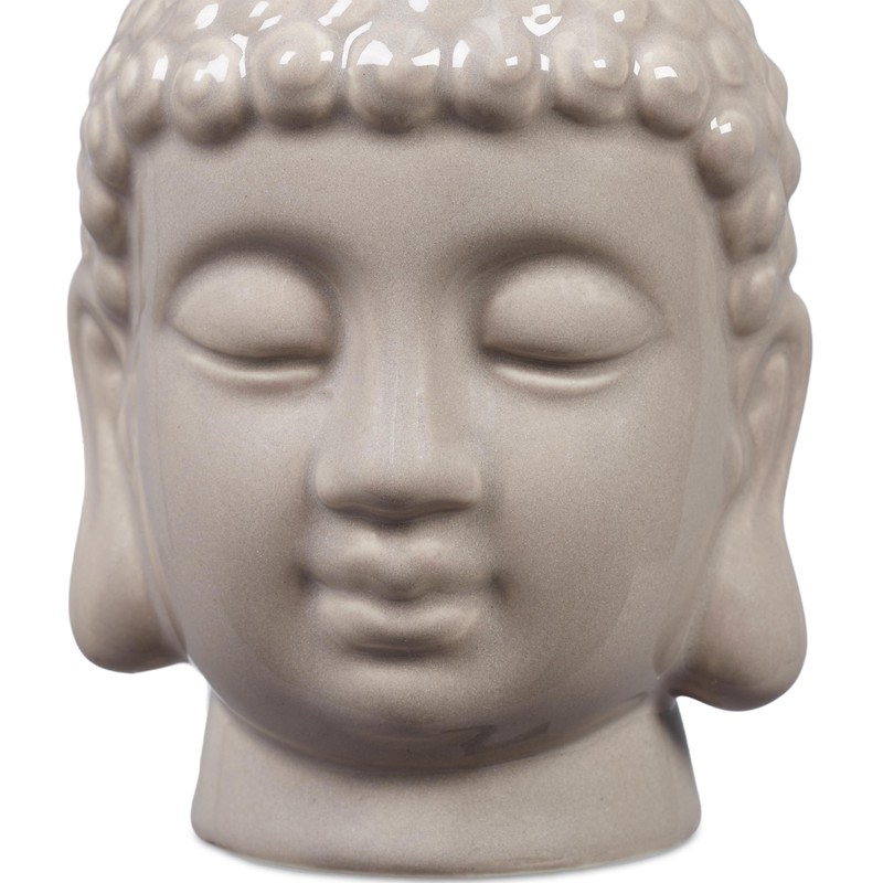 Relaxdays Buddha Tea Light Holder, Ceramic Buddha Head for Tea