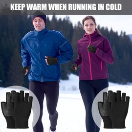 8 Pairs Yoga Gloves Non Slip Grip Fingerless Gloves Women's Gloves Men's Fingerless Gloves Work Gloves Warm Winter Gloves Half Finger Gloves for Women Men (Black)