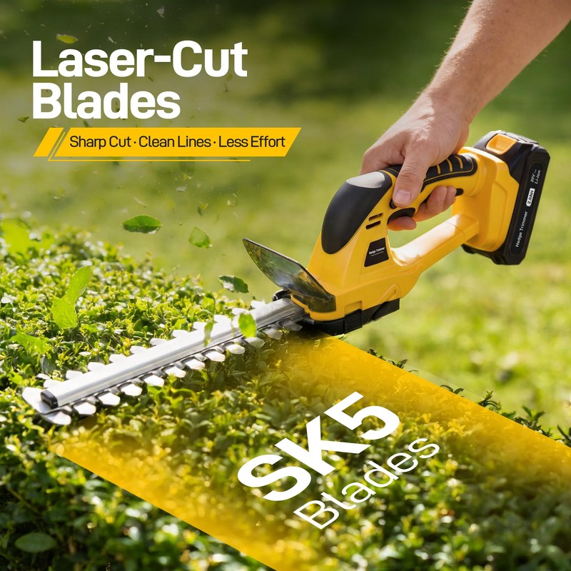 OFISPEED 20V Electric Hedge Trimmer Cordless, 2-in-1 Handheld Grass Trimmer