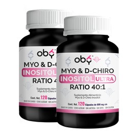 Oby | Myo Inositol y D-Chiro Ratio 40:1 | 240 capsulas | 2,050 porcion | Ingredientes Naturales Premium | Myo & D-Chiro Inositol Ultra 2Pack capsulas