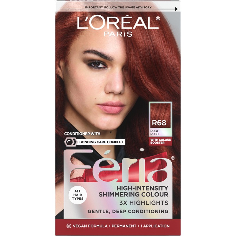 L'Oreal Paris Feria Multi-Faceted Shimmering Permanent Hair Color, R68 Ruby