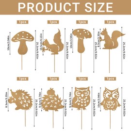 CHENBOOW Autumn Decoration, Pack of 8 Rust Garden Stakes, 25 cm, Garden Decoration, Rusty Decoration, Autumn Decoration, Outdoor Rust Stake, Metal, for Indoor Garden Patio Balcony Flower Pot