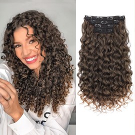 Curly Clip in Hair Extensions 18 Inch, QGZ Yaki 4PCS for Women