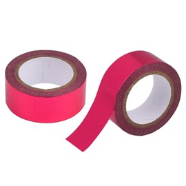 MFUOE 2 Rolls Rose Red Foil Washi Tape 15mm x 5 Meters Decorative Masking Tape for DIY Craft Gift Wrapping Photo Frame Scrapbooking (Rose Red)