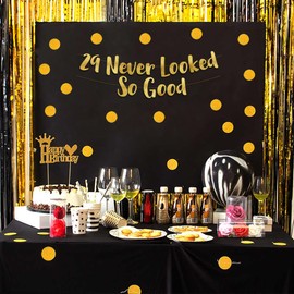 29 Never Looked So Good Gold Glitter Banner – 29th Birthday and Anniversary Party Decorations