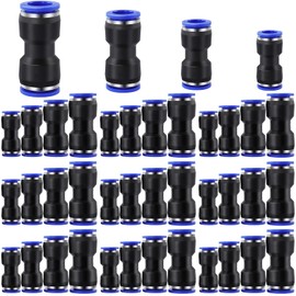 40Pcs Straight Push Connectors,Quick Release Pneumatic Connectors Air Line Fittings,6/8/10/12 mm Plastic Push to Connect Fittings for 1/4 5/16 3/8 1/2 Tube