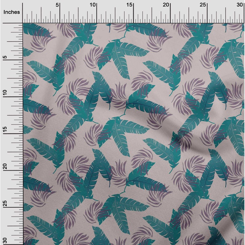 oneOone Velvet Peach Fabric Leaves Sewing Fabric by The Meter