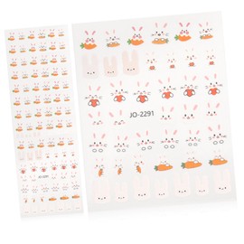 VICASKY 10sheets Rabbit Nail Art Stickers Press Nails Easter Decorations Carrot Decals for DIY Home Salon