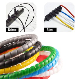Vogueing Tool 5m 8mm Spiral Cable Tidy Cable Protector Sleeve for Home or Office Computer Cable White