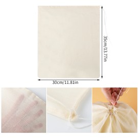 6 Small Reusable Bags 30x35cm Cotton Bags Filter Washable Jam Food Yogurt Juice Coffee Tea Cooking Kitchen (Beige)