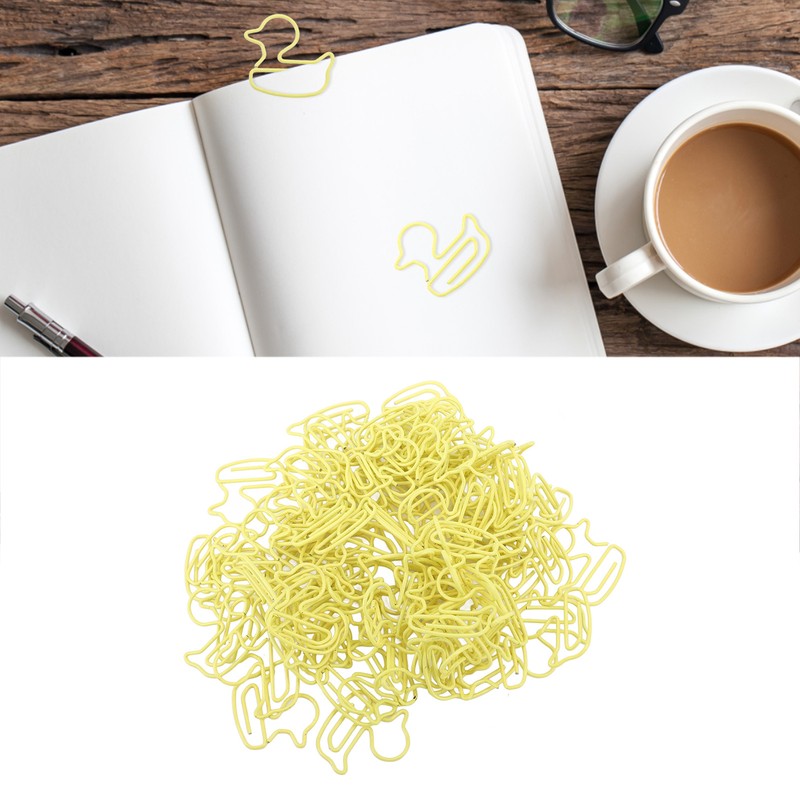 100pcs Paper Clips Cute Duck Shaped Decorative Metal Paperclips with